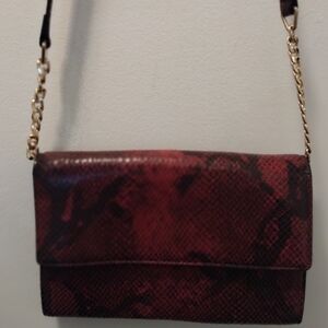 Nordstrom Red and Black Snake Print Shoulder Bag